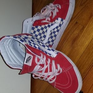 red and blue vans